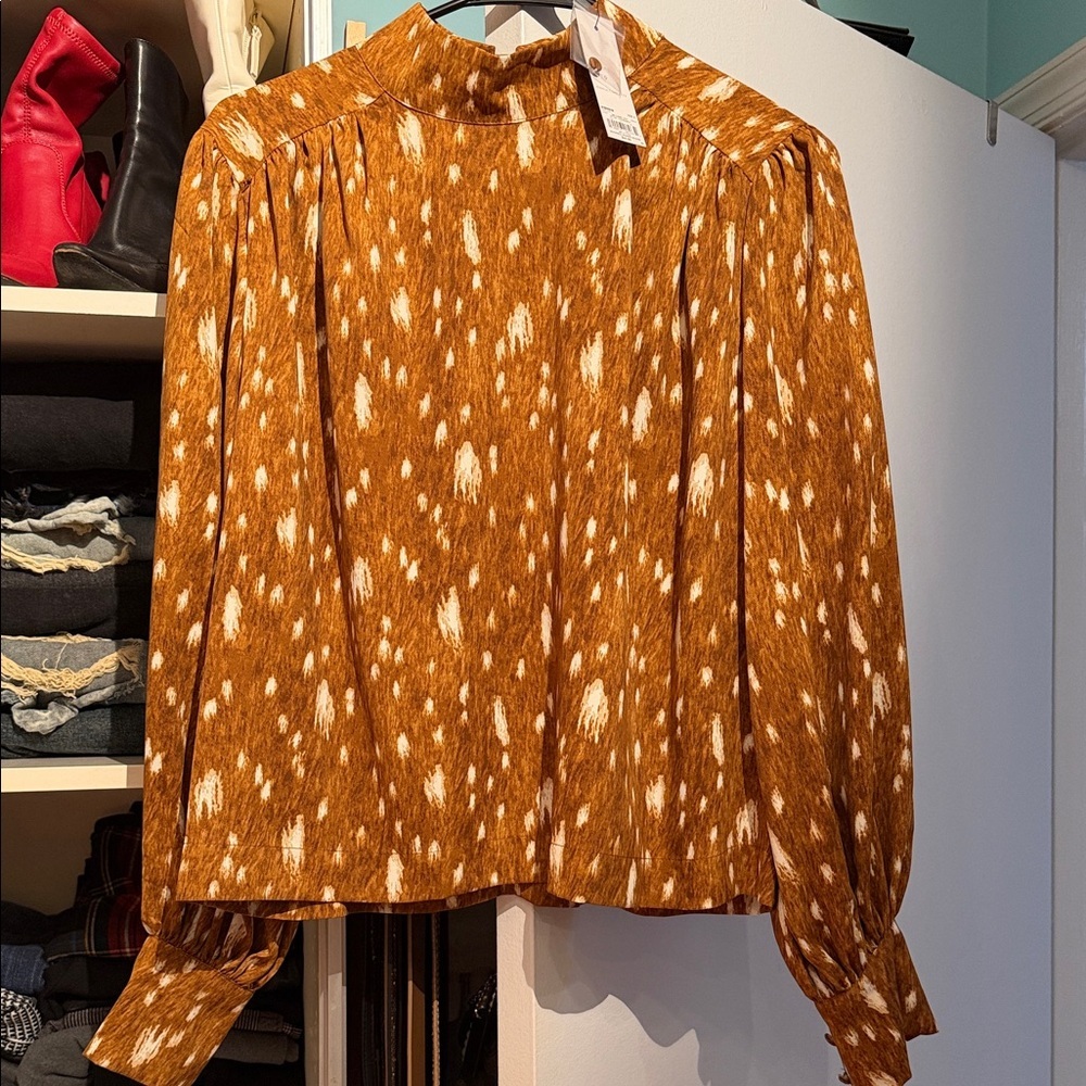 Cara Santa Brown vintage Patterned Women's Top S - Picture 4 of 4